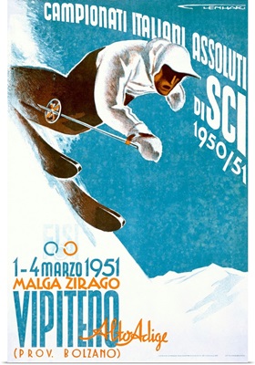 Italian Skiing Championship, Campionati Italiani, Vintage Poster, by Franz Lenhart