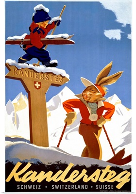 Kandersteg, Schweiz, Switzerland, Vintage Poster