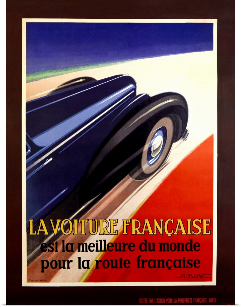 La Voiture Francaise, pour la route francaise, Vintage Poster