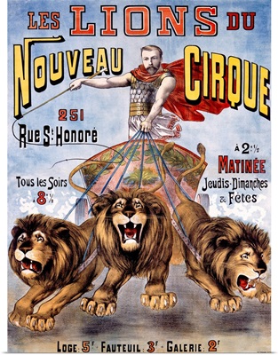 Les Lions du Nouveau Cirque, Vintage Poster, by C. Levy