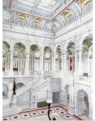 Library of Congress Central Stair Hall District of Columbia Vintage Photograph