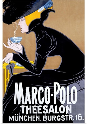 Marco Polo, Thee Salon, Munchen, Vintage Poster