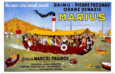 Marius, Un film de Marcel Pagnol, Vintage Poster, by Albert Dubout