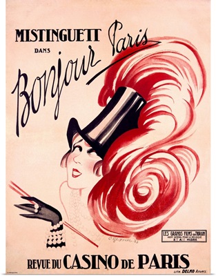 Mistinguett, Bonjour Paris, Vintage Poster, by Charles Gesmar