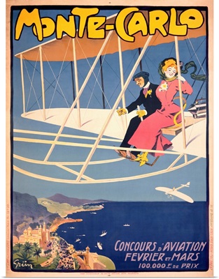 Monte Carlo, Concours dAviation, Vintage Poster, by Jules Alexandre Grun