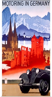 Motoring in Germany, Vintage Poster