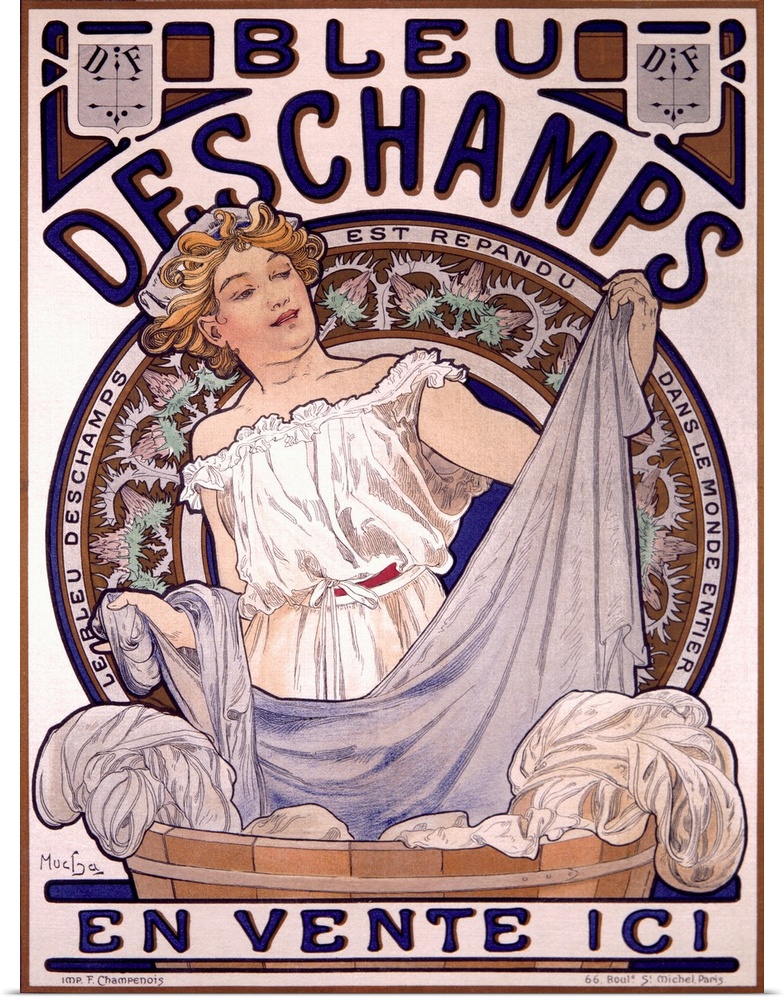 Vintage French Advertising Lithographs, Bleu Deschampes