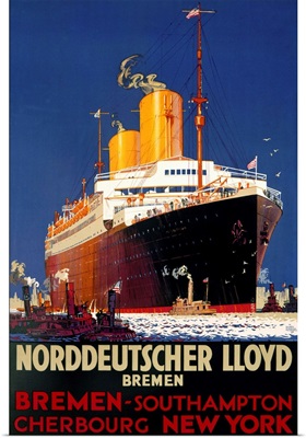 Norddeutscher Lloyd, Bremen, Vintage Poster