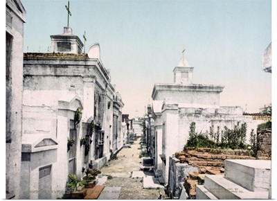 Old Vaults in St. Louis Cemetary New Orleans Louisiana Vintage Photograph