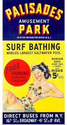 Palisades Amusement Park, Vintage Poster