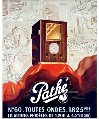 Pathe, Tube Radio, Vintage Poster