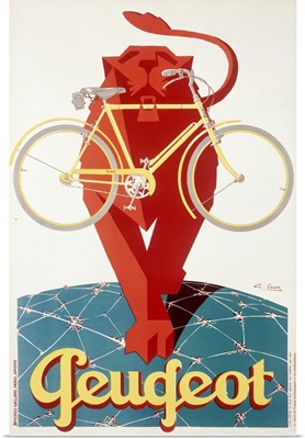 Peugeot Bicycle, Lion, Vintage Poster