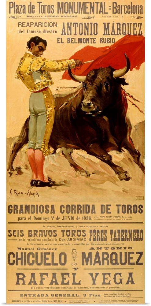 Spanish Vintage Poster, Corrida