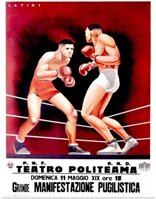 Pugilistica, Boxing Match, Vintage Poster, by Latini
