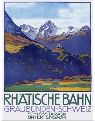 Rhatische Bahn, Schloss Tarasp, Vintage Poster, by Emil Cardinaux