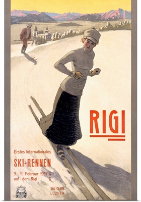 Rigi Ski Rennen, 1907, Vintage Poster