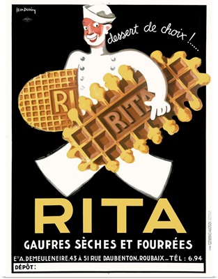 Rita, Belguim Waffle Biscuit, Vintage Poster