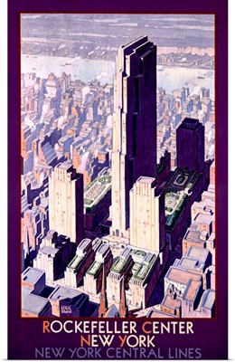 Rockafeller Center New York, New York Central Lines, Vintage Poster