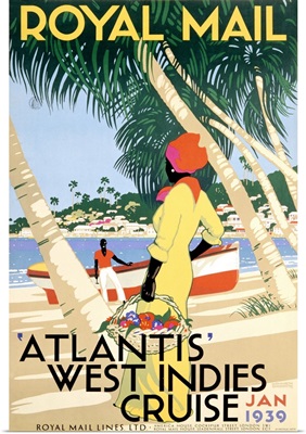 Royal Mail, Atlantis, West Indies Cruise, Vintage Poster