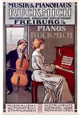 Ruckmich Musik, Pianos, Vintage Poster