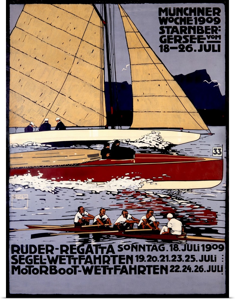 Ruder Regatta Munchner Woche, Vintage Poster