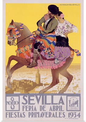 Sevilla Fiesta, Fiestas Primaverales, 1934, Vintage Poster