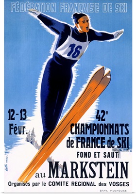 Ski Championship, 42nd Championnats de France de Ski, Vintage Poster