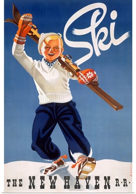 Ski, the New Haven Rail Road, Vintage Poster