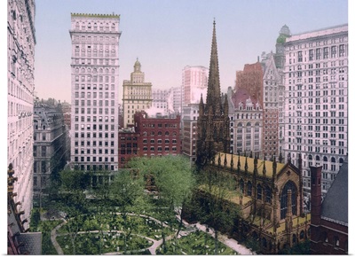 Sky Scrapers Overshadowing Trinity Church New York