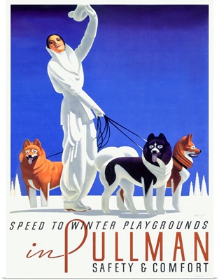 Speed to Winter Playgrounds, Pullman, Vintage Poster