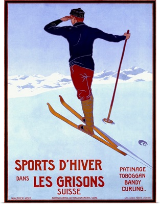 Sports dHiver dans les Grisons, Vintage Poster, by Walter Koch