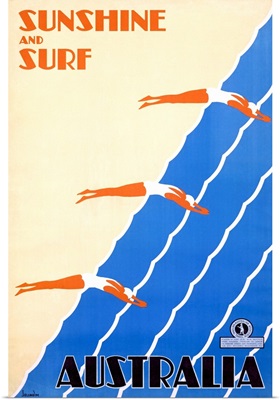 Sunshine and Surf, Australia, Vintage Poster, by Sellheim