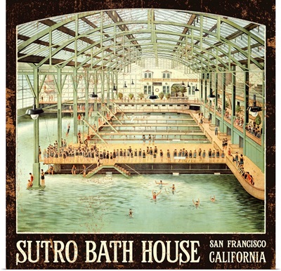 Sutro Bath House San Francisco Vintage Advertising Poster