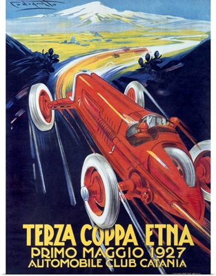 Terza Coppa Etna, Auto Road Rally, Vintage Poster, by Franco Codognato