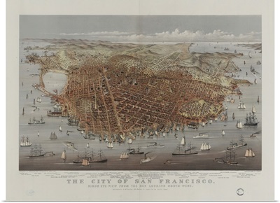 The City Of San Francisco, Birds Eye View From The Bay Looking South-West