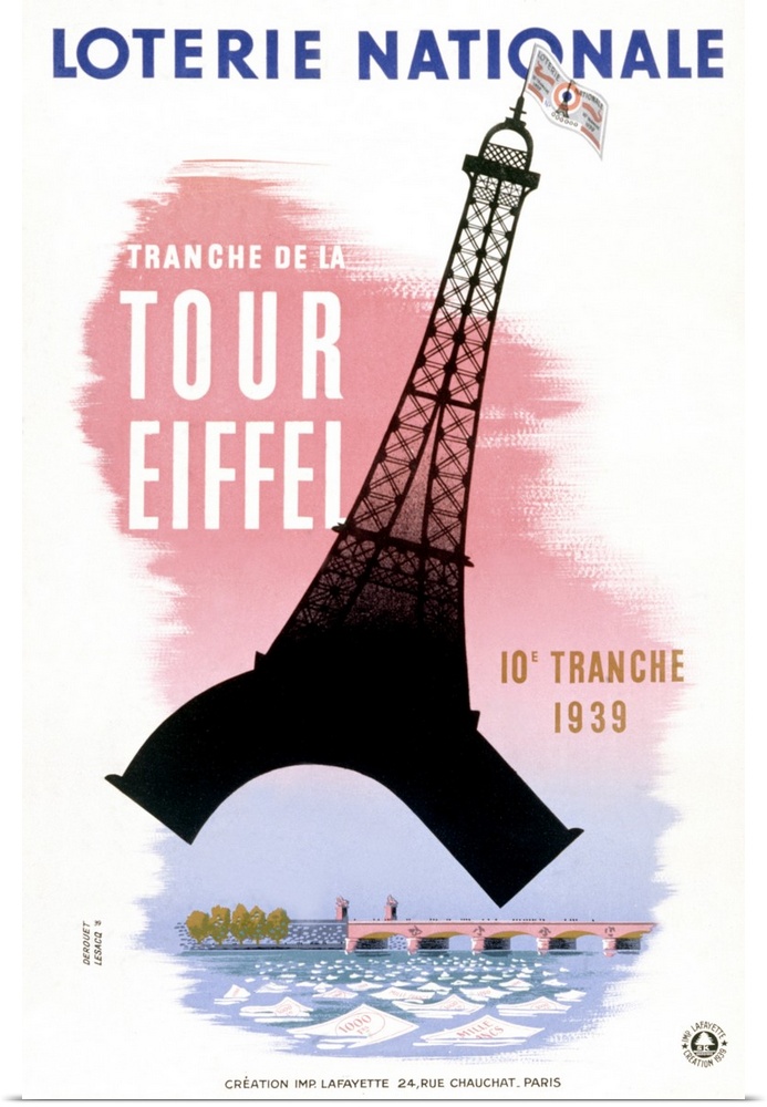 Retro styled poster on canvas of the Eiffel Tower.