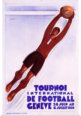 Tournoi de Football, 1930, Vintage Poster, by Noel Fontanet