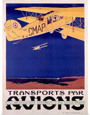 Transports Par Avions, Vintage Poster, by Terrando