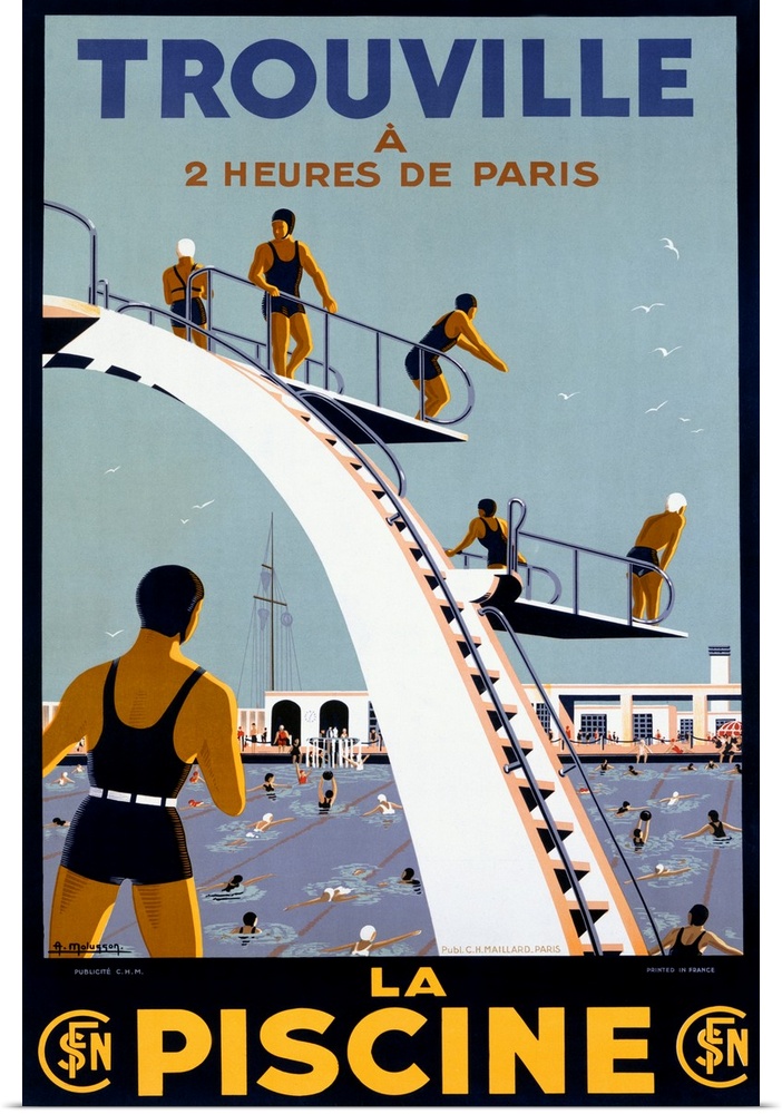 Trouville, La Piscine, Vintage Poster, by Molusson
