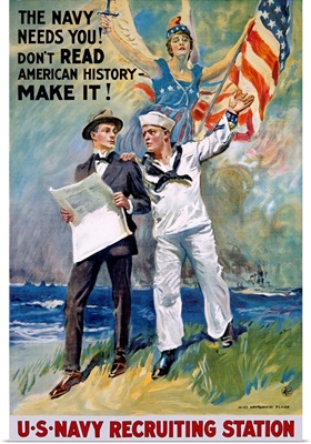 U.S. Navy Recruiting Station, Vintage Poster, by James Montgomery Flagg