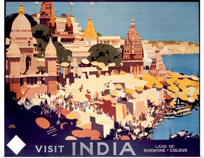 Visit India, Vintage Poster, by Fred Taylor