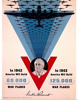 War Planes, Victory, Franklin D. Roosevelt, Vintage Poster, by Jean Carlu