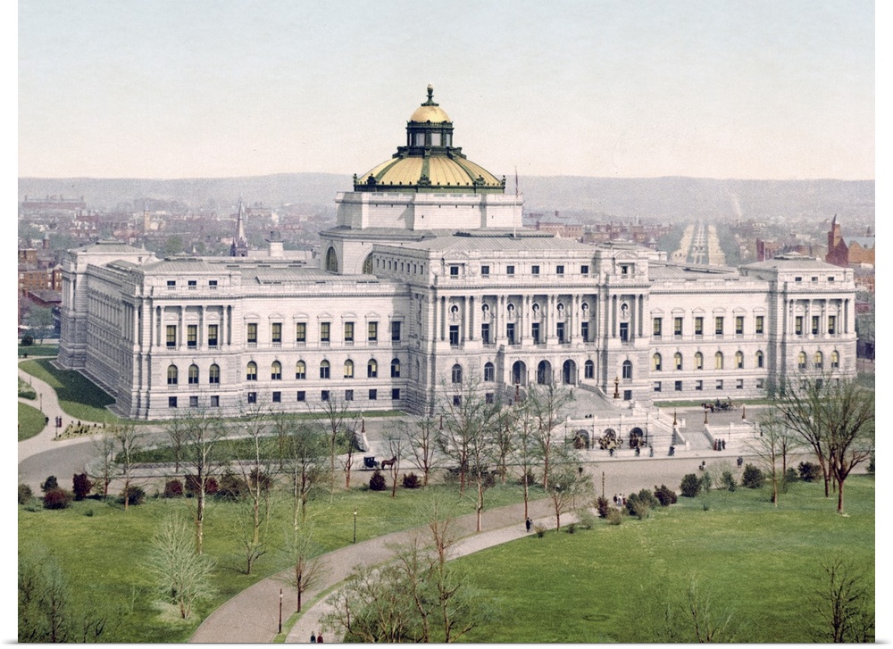 Washington West Facade Library of Congress District of Columbia Vintage Photograph