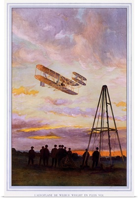 Wilbur Wright Aviation, Biplane, Vintage Poster, by A. Serougart
