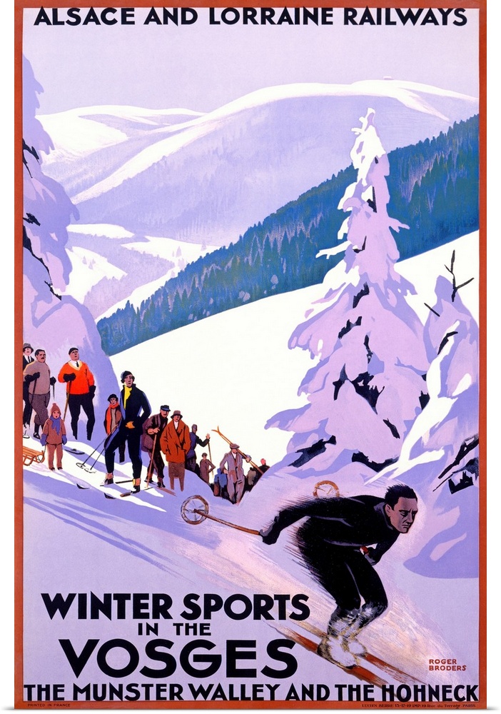 Winter Sports in the Vosges, Alsace and Lorrain Railways, Vintage Poster