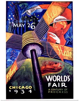 Worlds Fair Chicago, 1934, Vintage Poster, by Sandor