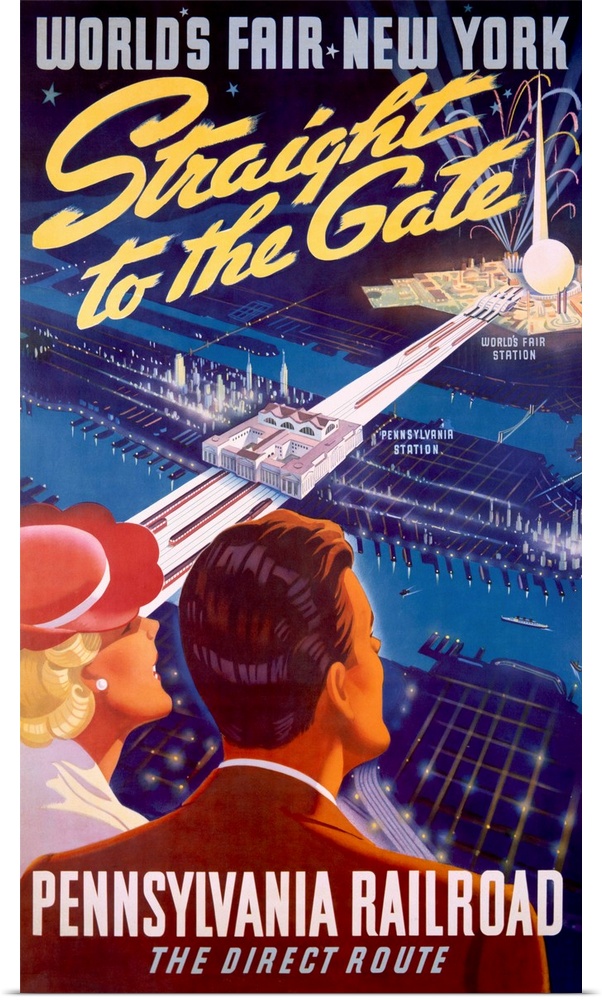 Worlds Fair, New York, Straight to the Gate, Vintage Poster