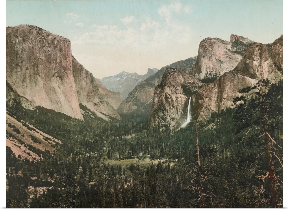 Hand colored photograph of Yosemite Valley from artists' point, California.