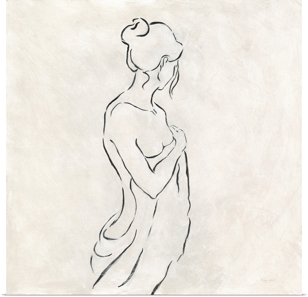 Minimalist artwork of a nude female figure.