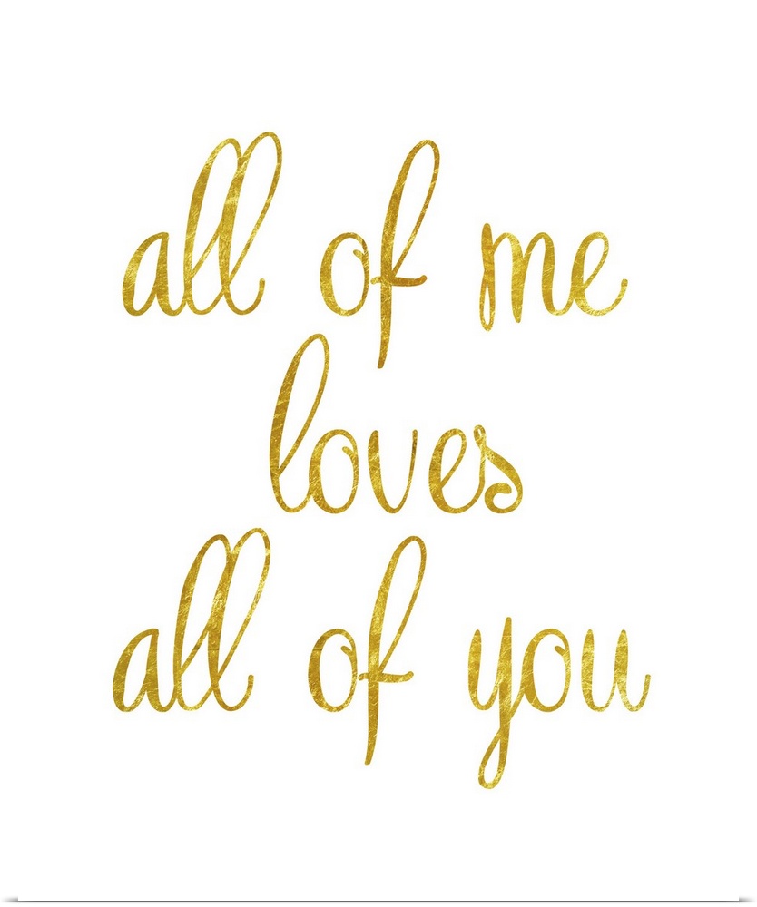Typography artwork of gold lettering against a white background.